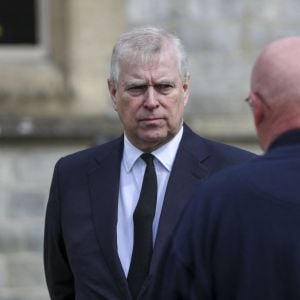 Le prince Andrew, duc York, assiste à un service religieux suite au décès de son père le prince Philip, en la chapelle royale de Windsor.