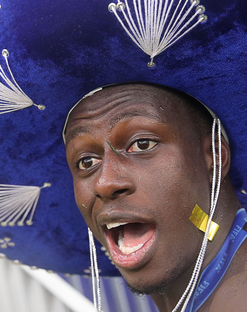 Benjamin Mendy - L'équipe de France sur la pelouse du stade Loujniki après leur victoire sur la Croatie (4-2) en finale de la Coupe du Monde 2018, le 15 juillet 2018.
