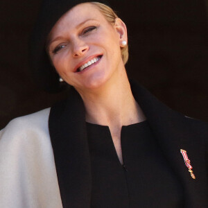 La princesse Charlène (enceinte) - La famille de Monaco au balcon du palais princier lors de la fête nationale monégasque. Le 19 novembre 2014 