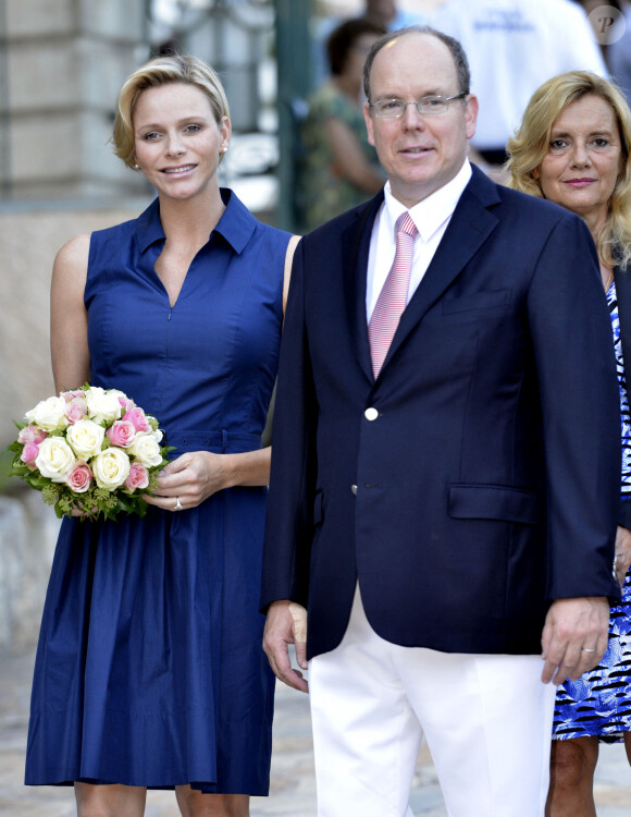 Le prince Albert II de Monaco et la princesse Charlène de Monaco enceinte ont participé au traditionnel Pique Nique des monégasques dans les jardins du parc de la princesse Antoinette à Monaco, le 1er septembre 2014. 