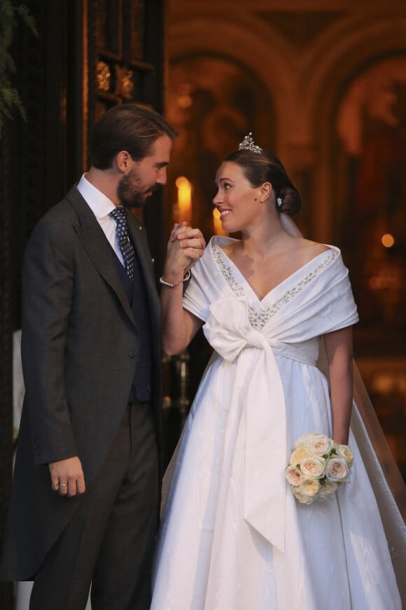 Cérémonie religieuse du mariage du prince Phílippos de Grèce et Nina Flohr à la cathédrale de l'Annonciation à Athènes le 23 octobre 2021. 