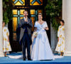 Cérémonie religieuse du mariage du prince Phílippos de Grèce et Nina Flohr à la cathédrale de l'Annonciation à Athènes le 23 octobre 2021.