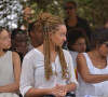 Exclusif - Jenaye Noah, Eleejah Noah, Isabelle Noah - Cérémonie traditionnelle lors des obsèques de Zacharie Noah à Yaoundé au Cameroun le 18 janvier 2017.