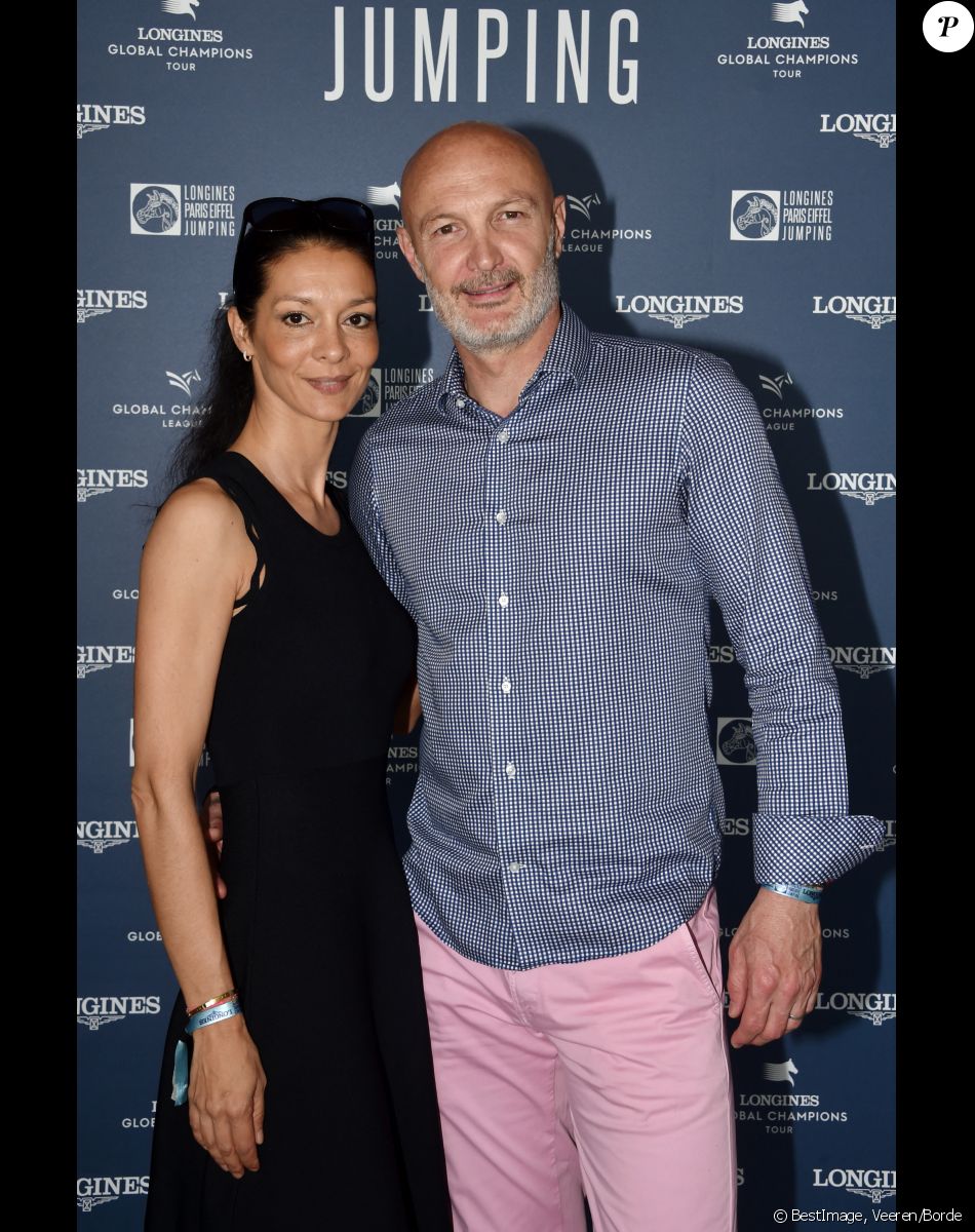 Exclusif - Frank Leboeuf et sa femme Chrislaure Nollet - Photocall du Longines Paris Eiffel Jumping au Champ de Mars à Paris, le 6 juillet 2018. © Veeren/Borde/Bestimage