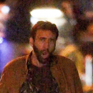 Exclusif - Nicolas Cage sur le tournage du nouveau film "The Unbearable Weight of Massive Talent" à Los Angeles, le 25 septembre 2021.
