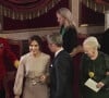 Le prince Frederik de Danemark, la princesse Mary, la reine Margrethe II, le prince Joachim, la princesse Marie lors du dîner de gala pour les représentants de l'industrie cinématographique danoise au Palais Fredensborg le 26 octobre 2021.