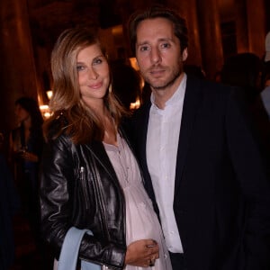 Exclusif - Ophélie Meunier (enceinte) et son mari Mathieu Vergne - Dîner Etam après le défilé Etam Live Show 2021 à l'Opéra Garnier à Paris, le 4 octobre 2021. © Rachid Bellak / Bestimage 