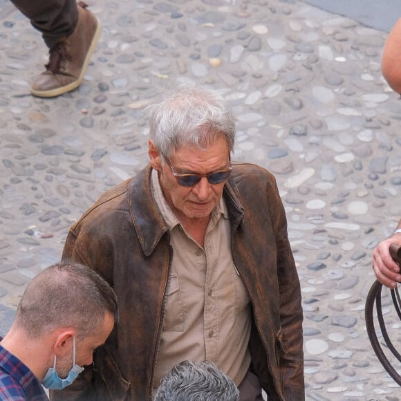 Harrison Ford - Tournage du dernier opus "Indiana Jones 5" dans les rues de Cefalu en Sicile le 7 octobre 2021. @ Igor Petyx/IPA/ABACAPRESS.COM