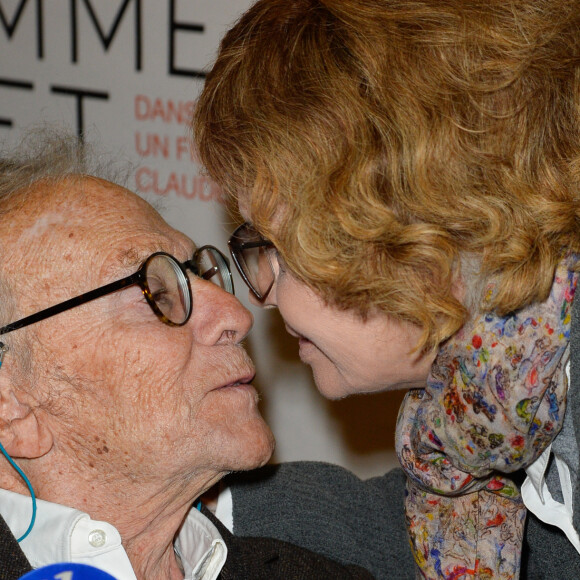 Jean-Louis Trintignant et sa femme Nadine Trintignant - People à la projection du film "Un homme et une femme" en version restaurée, pour fêter les 50 ans du film ainsi que les 13 ans de Sophie Dulac Distribution au cinéma L'Arlequin, à Paris, le 6 novembre 2016. © Coadic Guirec/Bestimage