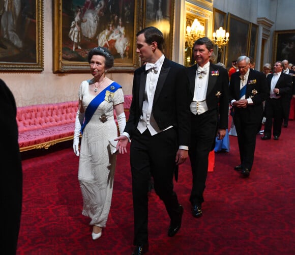 La princesse Anne et Jared Kushner - Donald Trump reçu par la reine Elisabeth II d'Angleterre lors d'un dîner d'Etat à Buckingham Palace, à Londres. Ce banquet fut organisé dans le cadre d'une visite de trois jours dans la capitale britannique du président américain. Le 3 juin 2019.