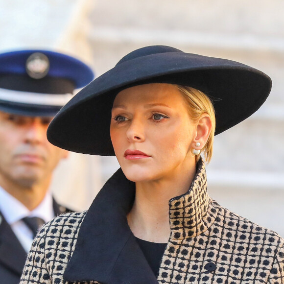 La princesse Charlene de Monaco - La famille princière de Monaco dans la cour du Palais Princier lors de la fête Nationale monégasque à Monaco, le 19 novembre 2018. © Dominique Jacovides /PRM/ Bestimage 
