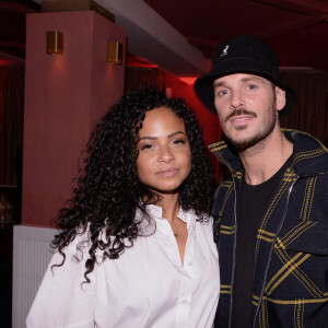 Matt Pokora et sa femme Christina Milian lors de la soirée d'anniversaire de Cindy Bruna (27 ans) au restaurant Giusé Trattoria à Paris, France, le 1er octobre 2021. Un événement organisé par Five Eyes Production. © Rachid Bellak/Bestimage 