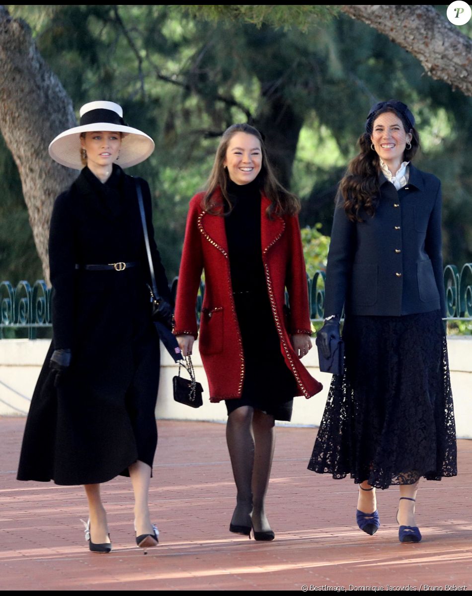 Beatrice Borromeo, Alexandra de Hanovre, Tatiana Santo Domingo - Arrivées en la cathédrale de Monaco pour la messe d'action de grace avec Te Deum lors de la la fête nationale de Monaco le 19 novembre 2021. © Dominique Jacovides / Bruno Bebert / Bestimage