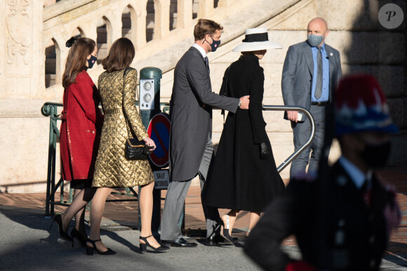 La princesse Alexandra de Hanovre, Charlotte Casiraghi, Beatrice Borromeo-Casiraghi et Pierre Casiraghi lors de la Fête nationale de Monaco, le 19 novembre 2021.