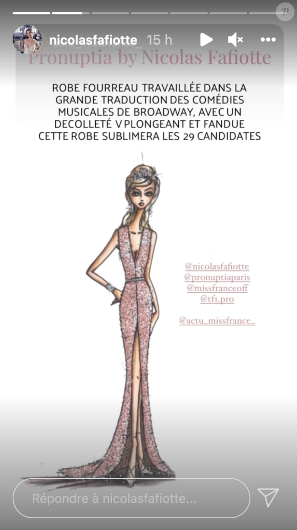 Le créateur Nicolas Fafiotte dévoile la robe que porteront les 29 candidates au concours Miss France 2022 - Instagram