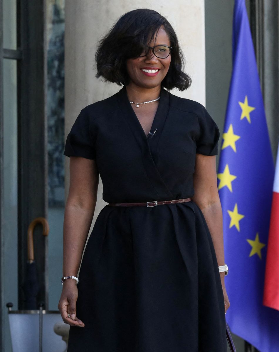 Elisabeth Moreno, chargée de l'Égalité entre les femmes et les hommes, de la Diversité et de l'Égalité des chances arrive au conseil des ministres du 7 juillet 2020, au palais de l'Elysée à Paris.