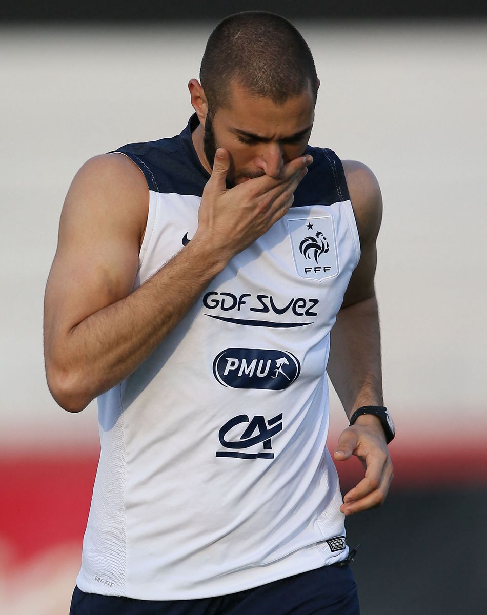 Karim Benzema - Entrainement de l'équipe de France à Ribeirao Preto au Brésil le 22 juin 2014.