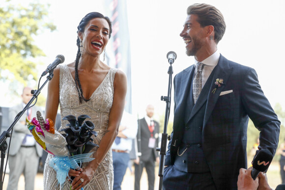 Le footballeur Sergio Ramos et l'actrice Pilar Rubio se marient à Seville, en Espagne, le 15 juin 2019.