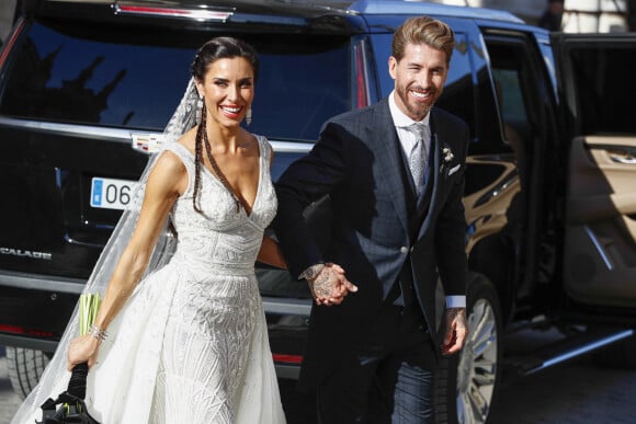 Le footballeur Sergio Ramos et l'actrice Pilar Rubio se marient à Seville, en Espagne, le 15 juin 2019.