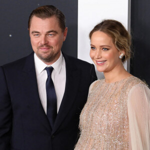 Leonardo DiCaprio et Jennifer Lawrence (enceinte) à la première du film "Don't Look Up" à New York.