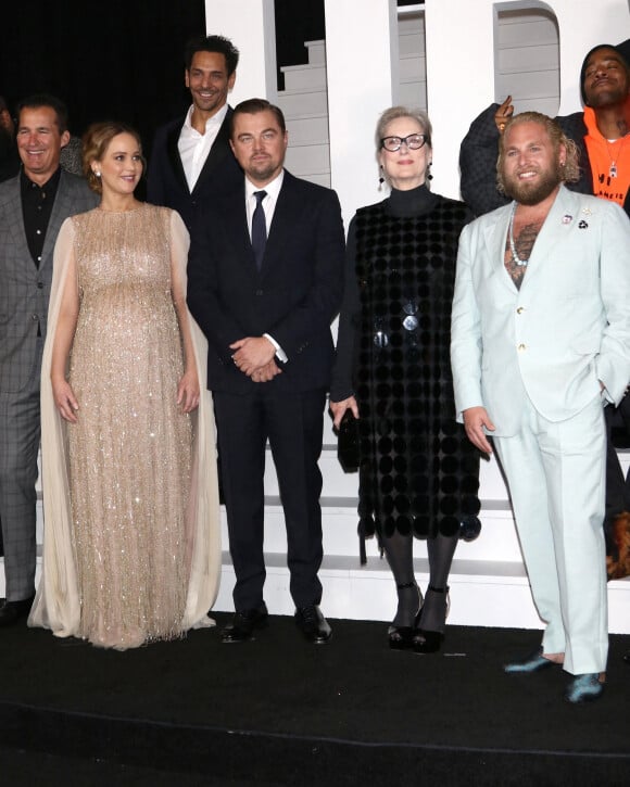 Jennifer Lawrence (enceinte), Leonardo DiCaprio, Meryl Streep, Jonah Hill à la première du film "Don't Look Up" à New York, le 5 décembre 2021.
