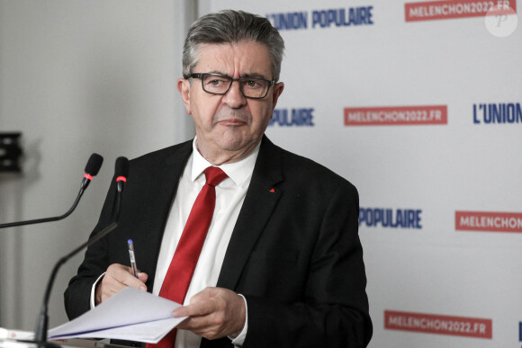 Conférence de presse du leader du mouvement de gauche français La France Insoumise (LFI) et candidat à l'élection présidentielle Jean-Luc Mélenchon, à Paris, France, le 8 novembre 2021. © Stéphane Lemouton/Bestimage