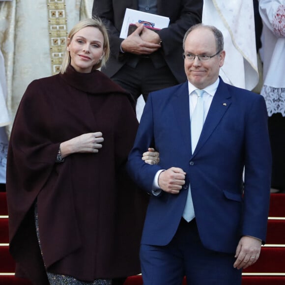 Exclusif - Ordination du nouvel archevêque de la Prinpauté de Monaco, Dominique Marie David, en présence du prince Souverain Albert II de Monaco et sa femme la princesse Charlene à Monaco le 8 mars 2019. © Claudia Albuquerque/ Bestimage 