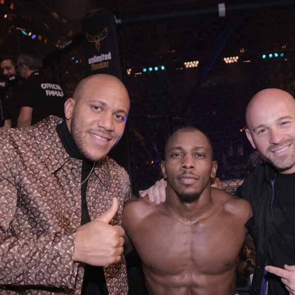 Exclusif - Ciryl Gane, Taylor Lapilus, Franck Gastambide - Gala de MMA ARES FC 2 au Palais des Sports Marcel Cerdan à Levallois-Perret le 11 décembre 2021. © Rachid Bellak/Bestimage