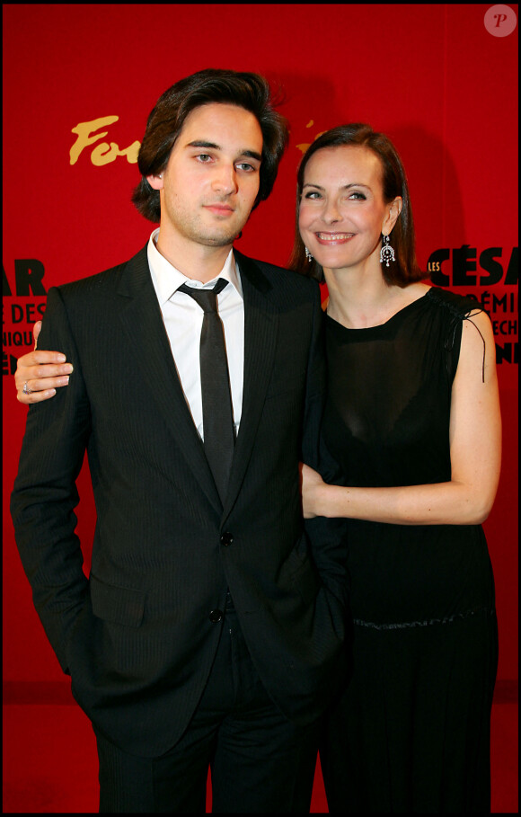 Carole Bouquet et son fils Dimitri Rassam - Dîner au Fouquet's dans le cadre de la 31e cérémonie des César, au Théâtre du Châtelet.