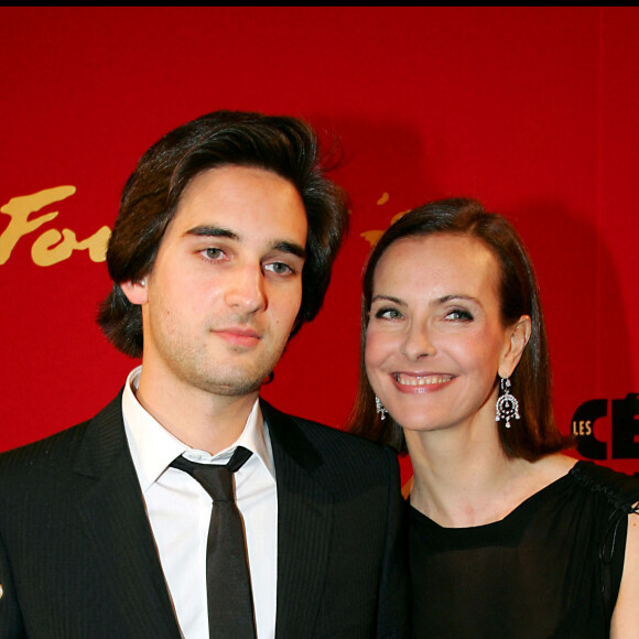 Carole Bouquet et son fils Dimitri Rassam - Dîner au Fouquet's dans le cadre de la 31e cérémonie des César, au Théâtre du Châtelet.