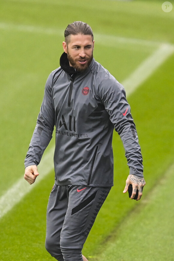 Sergio Ramos (PSG) - Entrainement du PSG au Camp des Loges à Saint-Germain-en-Laye, le 6 décembre 2021.