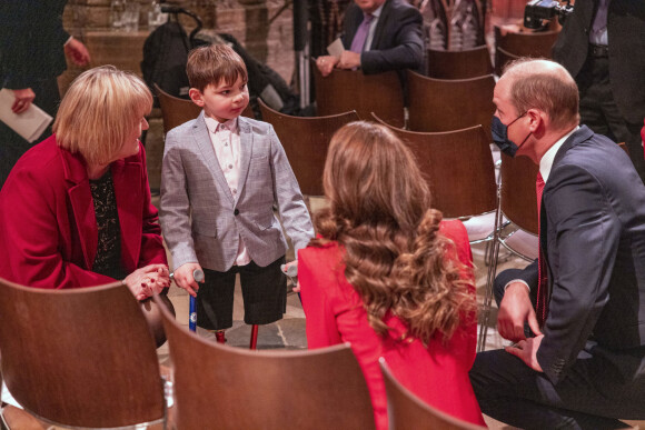 Le prince William, duc de Cambridge, et Catherine (Kate) Middleton, duchesse de Cambridge, assistent au service de chant communautaire Together At Christmas à l'abbaye de Westminster, à Londres, Royaume Uni, le 8 décembre 2021.