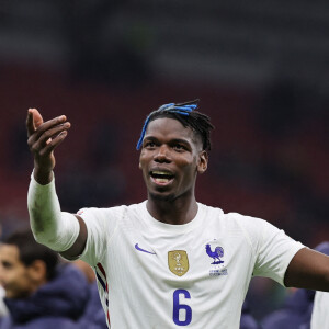 Paul Pogba - Football: La France remporte la coupe de la Ligue des Nations en battant l'Espagne 2 buts à 1 à Milan le 10 octobre 2021.