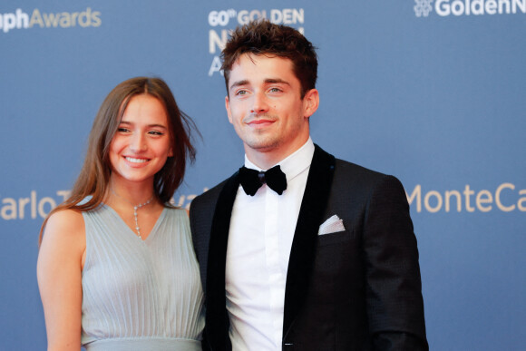 Charles Leclerc et sa compagne Charlotte Siné - Photocall de la cérémonie des Nymphes d'Or du 60ème festival de télévision de Monte Carlo au Grimaldi Forum à Monaco. Le 22 juin 2021. Cette année, beaucoup de lauréats seront présents en hologramme à cause des restrictions sanitaires © Claudia Albuquerque / Bestimage