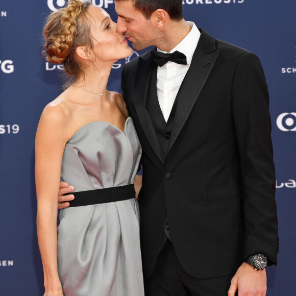 Jelena Djokovic et son mari Novak Djokovic - Les célébrités posent sur le tapis rouge lors de la soirée des "Laureus World sports Awards" à Monaco le 18 février, 2019.