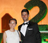 Novak Djokovic et sa femme Jelena Djokovic lors du dîner des champions de Wimbledon à Guildhall à Londres, le 15 juillet 2018.