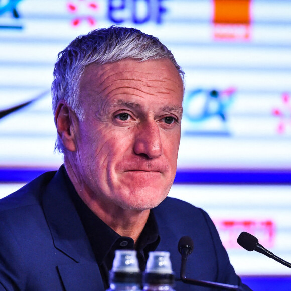 Didier Deschamps annonce la liste des joueurs pour les deux matches, contre le Kazakhstan (13 novembre 2021) et la Finlande (16 novembre 2021), comptant pour les éliminatoires du Mondial 2022 au Qatar. Paris. Le 4 novembre 2021.