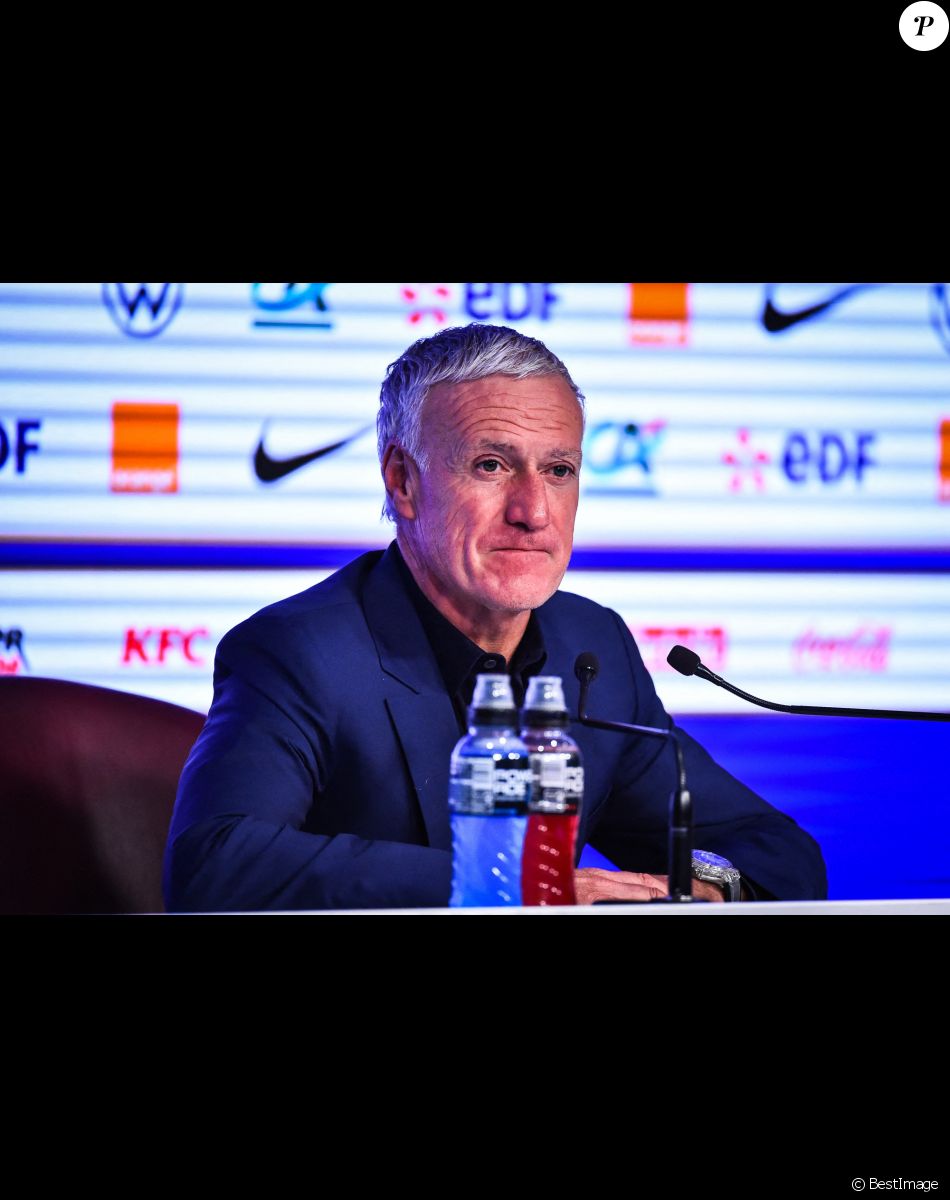 Didier Deschamps annonce la liste des joueurs pour les deux matches, contre le Kazakhstan (13 novembre 2021) et la Finlande (16 novembre 2021), comptant pour les éliminatoires du Mondial 2022 au Qatar. Paris. Le 4 novembre 2021.