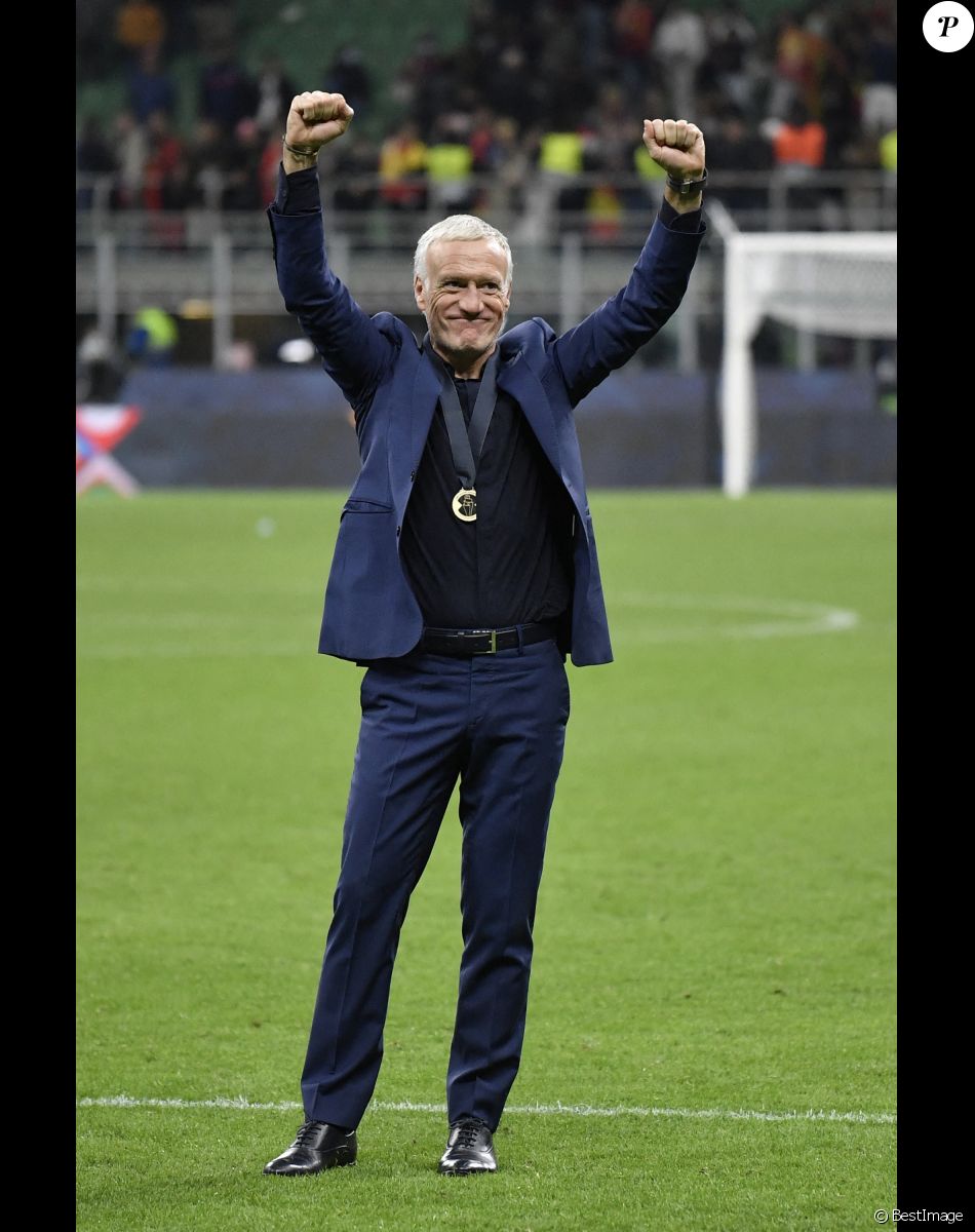 Didier Deschamps - La France remporte la coupe de la Ligue des Nations en battant l'Espagne 2 buts à 1 au stade San Siro à Milan, Italie, le 10 octobre 2021. © Inside/Panoramic/Bestimage