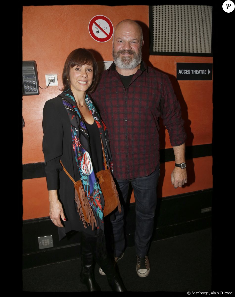 Philippe Etchebest et sa femme Dominique assistent au spectacle "Laurent Gerra Sans Modération" sur la scène de l'Olympia à Paris. © Alain Guizard/Bestimage