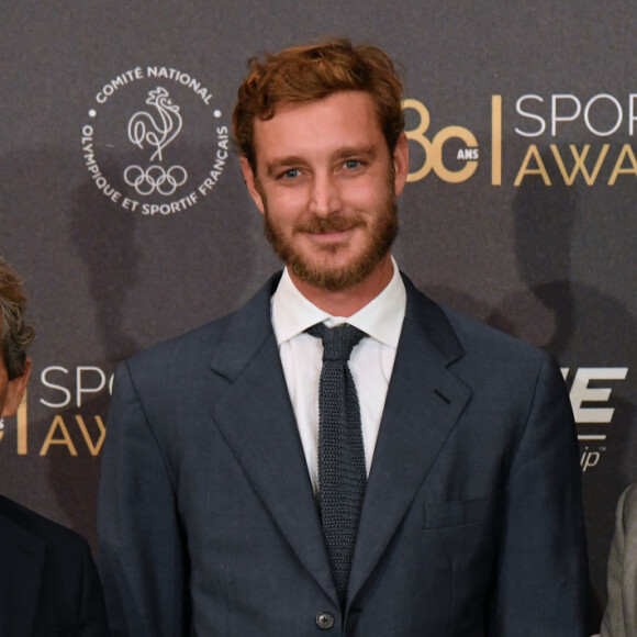 Alain Prost, récompensé pour l'ensemble de sa carrière, Prix de la légende 2019, Pierre Casiraghi et Didier Deschamps durant la soirée des Sportel Awards 2019 au Grimaldi Forum à Monaco le 22 octobre 2019. Les Sportel Awards visent à récompenser les plus belles images de sport de l'année dans le cadre du Sportel qui est un salon international du sport et des médias qui se déroule sur 3 jours en Principauté. © Bruno Bebert/Bestimage