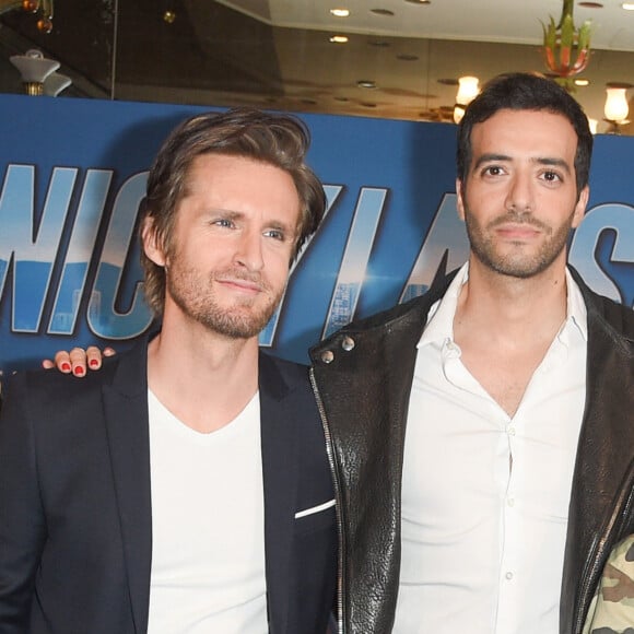 Elodie Fontan, son compagnon Philippe Lacheau, Tarek Boudali et Dorothée (Frédérique Hoschedé) à l'avant-première du film "Nicky Larson et le Parfum de Cupidon" au cinéma Le Grand Rex à Paris, France, le 1er février 2019. © Coadic Guirec/Bestimage 