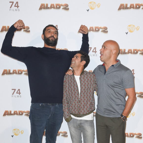 Ramzy Bedia, Jamel Debbouze et Eric Judor - Les célébrités posent lors du photocall de l'avant-première du film "Alad'2" au cinéma le grand Rex à Paris le 21 septembre 2018. © Guirec Coadic/Bestimage