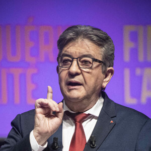 Jean-Luc Mélenchon, candidat La France Insoumise (LFI) à l'élection présidentielle, en meeting à Strasbourg, le 19 janvier 2022.