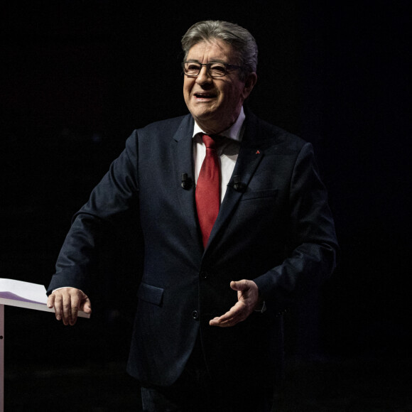 Jean-Luc Mélenchon, candidat La France Insoumise (LFI) à l'élection présidentielle, en meeting à Strasbourg, le 19 janvier 2022.