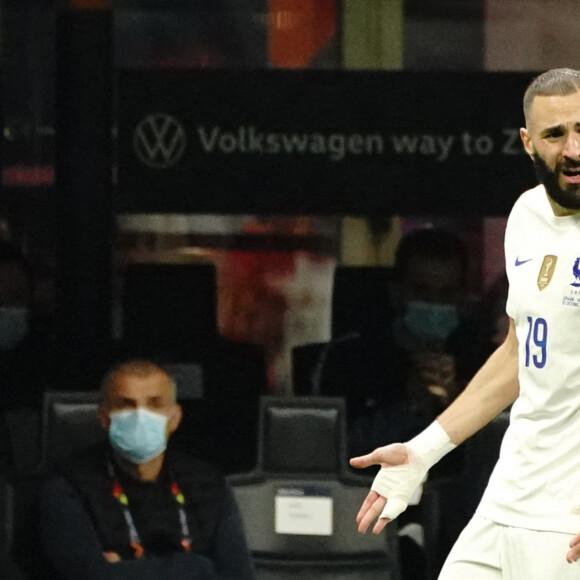 Karim Benzema (France) - Football: La France remporte la coupe de la Ligue des Nations en battant l'Espagne 2 buts à 1 à Milan le 10 octobre 2021. © Norbert Scanella/Panoramic/Bestimage