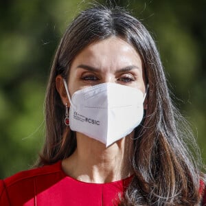 La reine Letizia d'Espagne arrive au Sénat pour assister à la 13 ème édition des Prix "Luis Carandell" à Madrid, Espagne, le 27 janvier 2022.