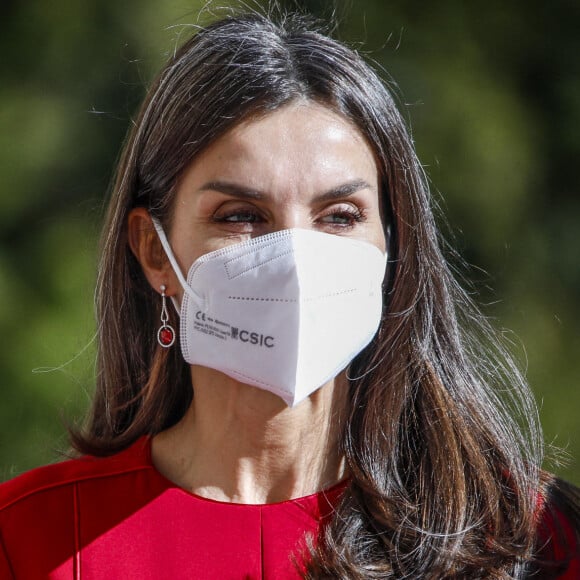 La reine Letizia d'Espagne arrive au Sénat pour assister à la 13 ème édition des Prix "Luis Carandell" à Madrid, Espagne, le 27 janvier 2022.