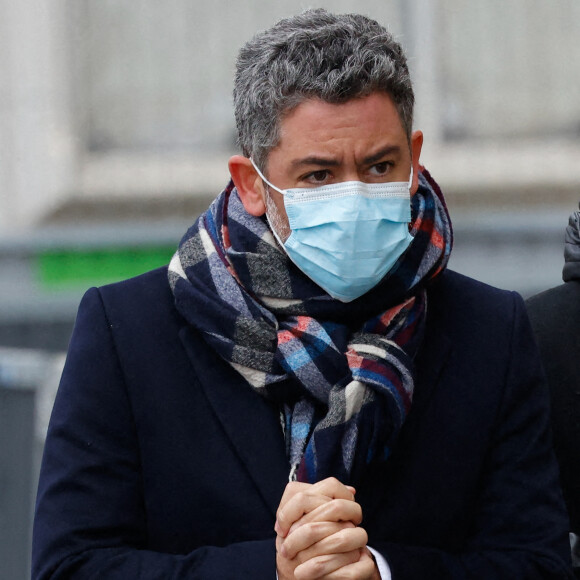 Manu Payet - Arrivées aux obsèques (bénédiction) de Gaspard Ulliel en l'église Saint-Eustache à Paris. Le 27 janvier 2022 © Jacovides-Moreau / Bestimage 