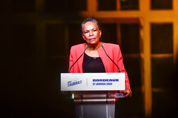 Christiane Taubira, candidate à l'élection présidentielle, est en meeting à Bordeaux le 27 janvier 2022